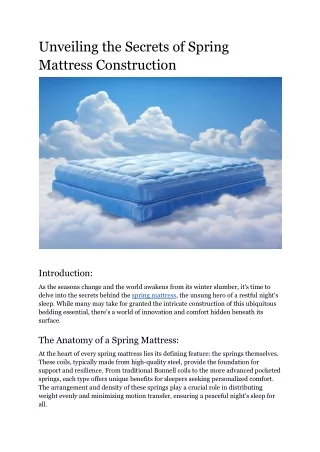 Unveiling the Secrets of Spring Mattress Construction