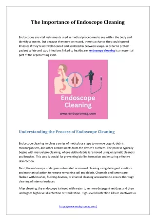 The Importance of Endoscope Cleaning