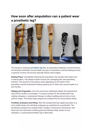 How soon after amputation can a patient wear a prosthetic leg