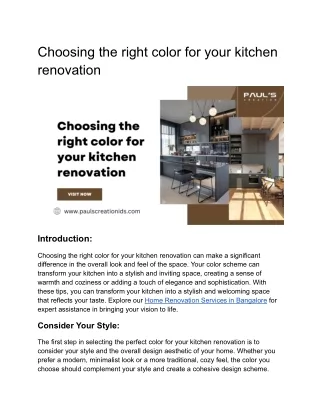 Choosing the right color for your kitchen renovation
