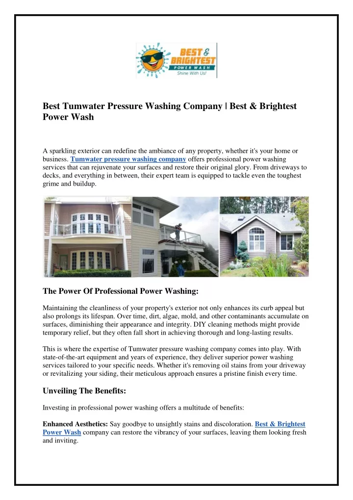 best tumwater pressure washing company best