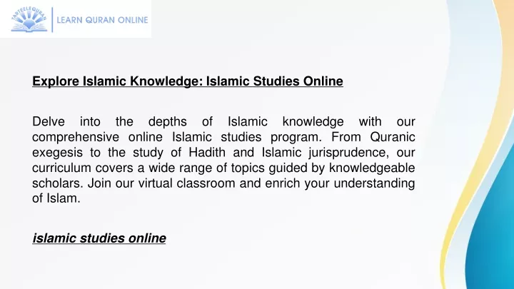 explore islamic knowledge islamic studies online