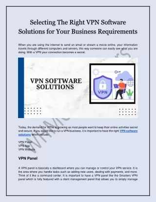 Selecting The Right VPN Software Solutions for Your Business Requirements