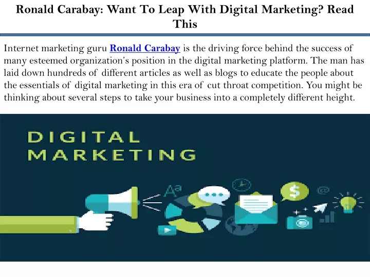 ronald carabay want to leap with digital