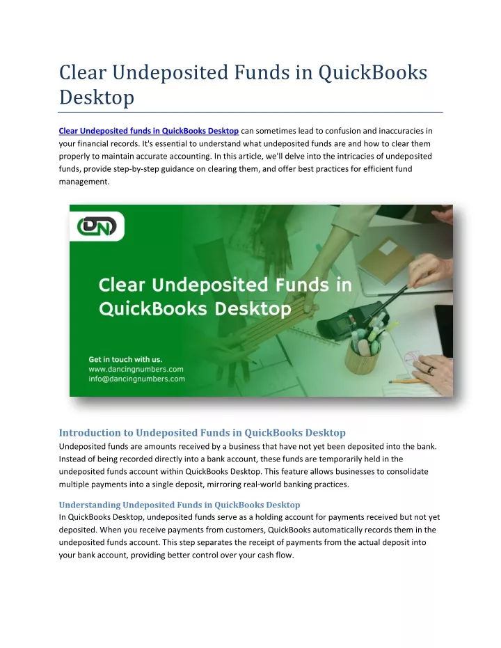 clear undeposited funds in quickbooks desktop