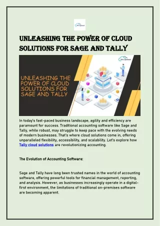 Unleashing the Power of Cloud Solutions for Sage and Tally