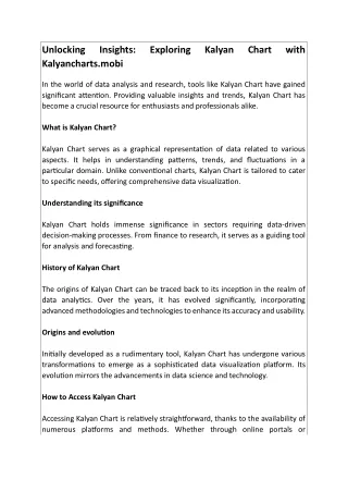 Unlocking Insights - Exploring Kalyan Chart with Kalyancharts.mobi