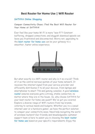 Wifi Router|Best Router for Home Use