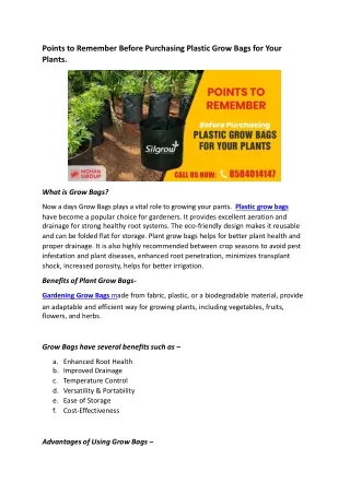 Points to Remember Before Purchasing Grow Bags for Your Plants