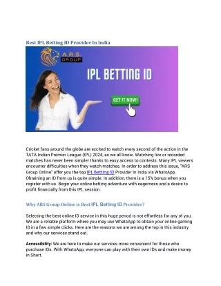 Best IPL Betting ID Provider In India