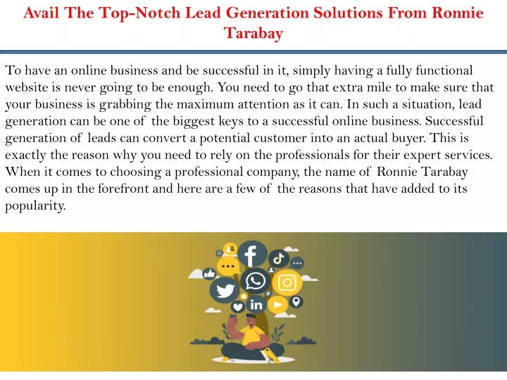 avail the top notch lead generation solutions