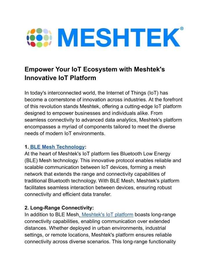 empower your iot ecosystem with meshtek
