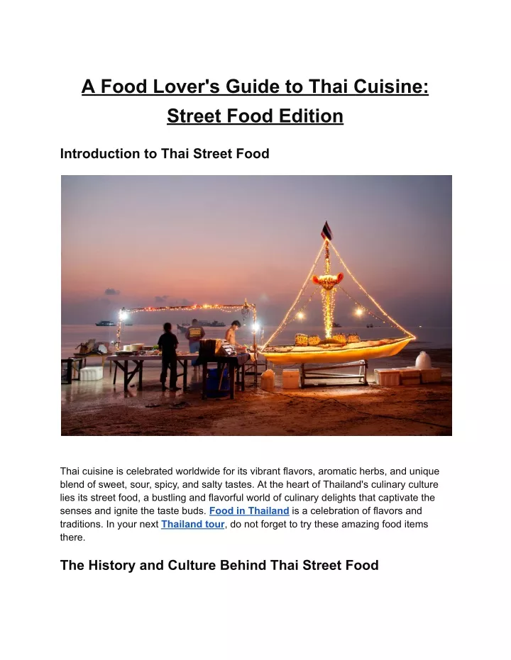 a food lover s guide to thai cuisine street food