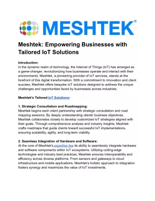 Meshtek's IoT Solutions