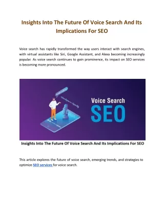Insights Into The Future Of Voice Search And Its Implications For SEO