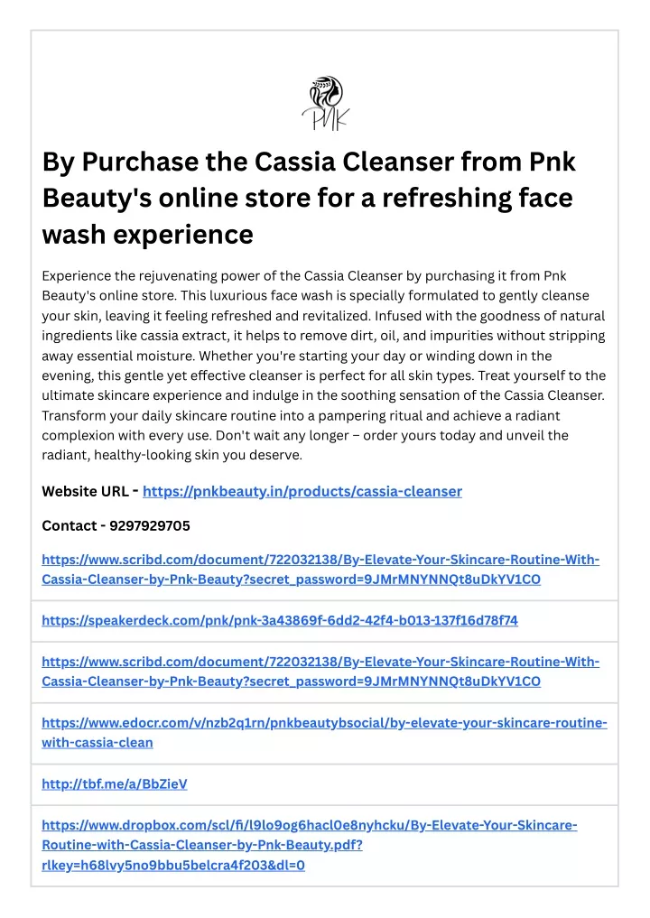 by purchase the cassia cleanser from pnk beauty