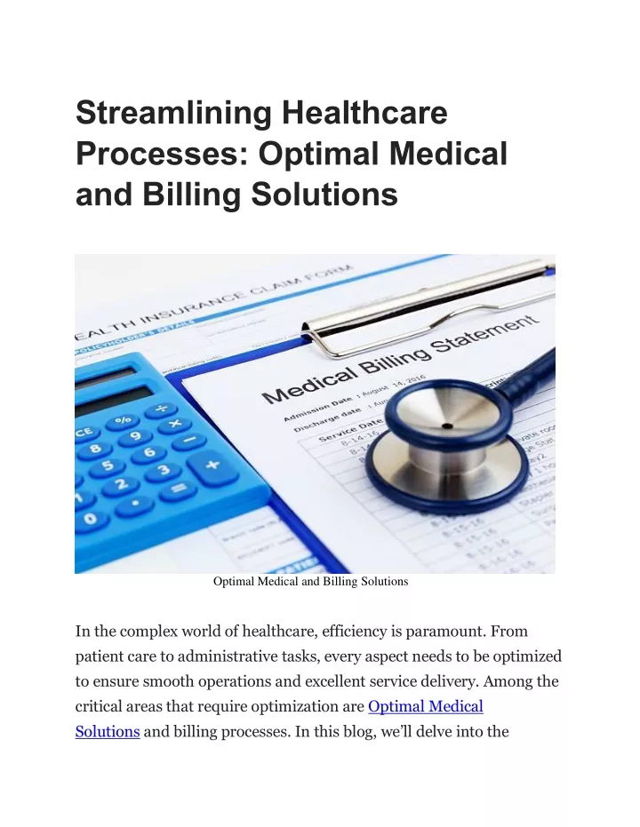 streamlining healthcare processes optimal medical