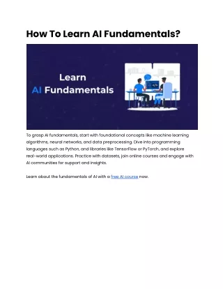 How To Learn AI Fundamentals_