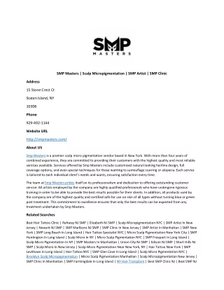 SMP Masters | Scalp Micropigmentation | SMP Artist | SMP Clinic