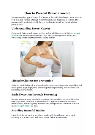 How to Prevent Breast Cancer?