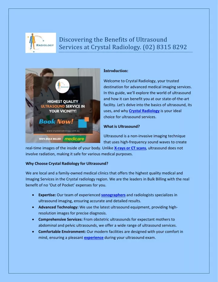 discovering the benefits of ultrasound services