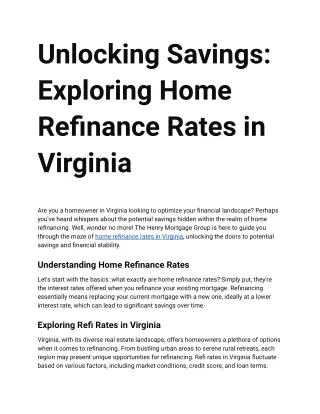 8 Unlocking Savings_ Exploring Home Refinance Rates in Virginia