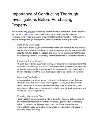 Importance of Conducting Thorough Investigations Before Purchasing Property