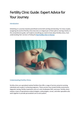 Fertility Clinic Guide Expert Advice for Your Journey