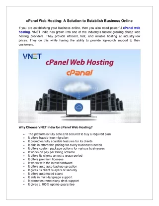 cpanel web hosting a solution to establish