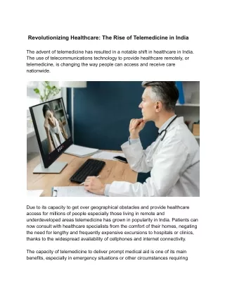 Revolutionizing Healthcare_ The Rise of Telemedicine in India