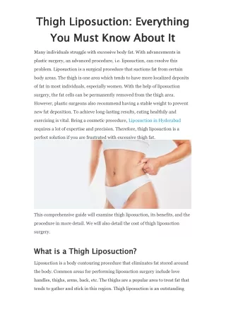 Thigh Liposuction: Everything You Must Know About It