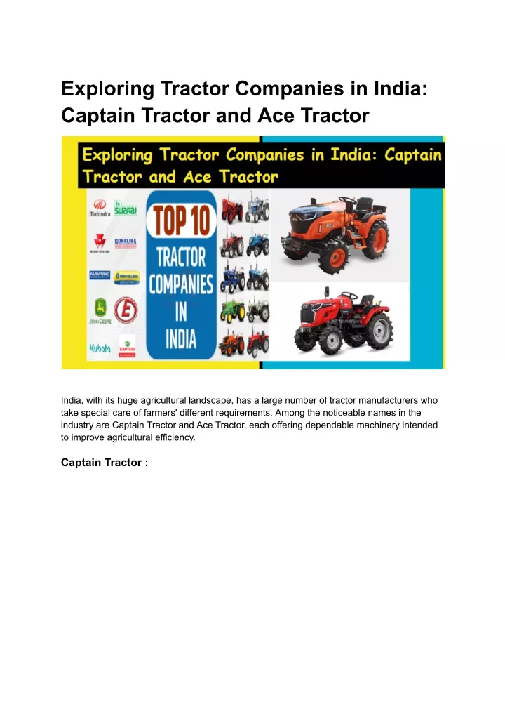 exploring tractor companies in india captain