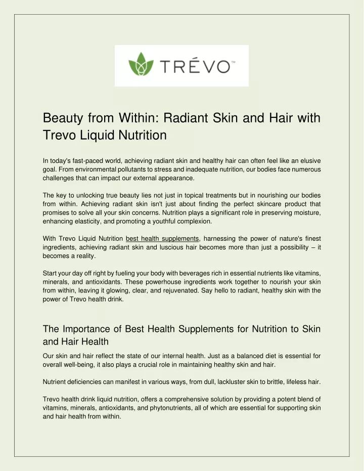 beauty from within radiant skin and hair with