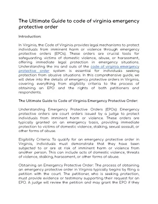 code of virginia emergency protective order