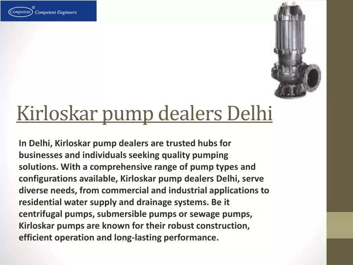 kirloskar pump dealers delhi