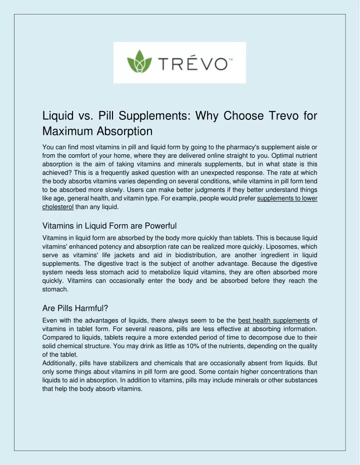 liquid vs pill supplements why choose trevo