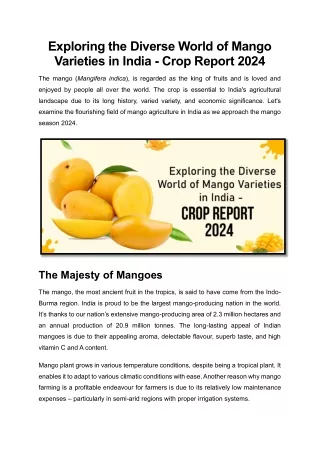 Exploring the Diverse World of Mango Varieties in India