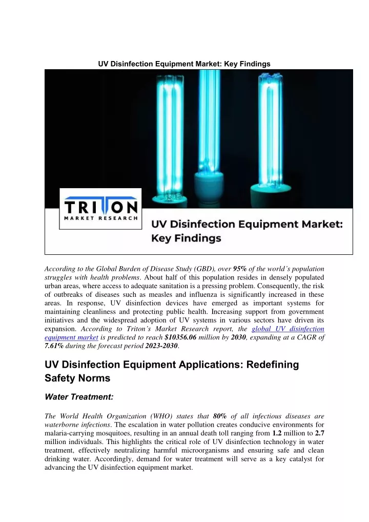 uv disinfection equipment market key findings