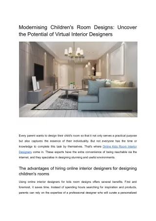 Modernising Children's Room Designs_ Uncover the Potential of Virtual Interior Designers