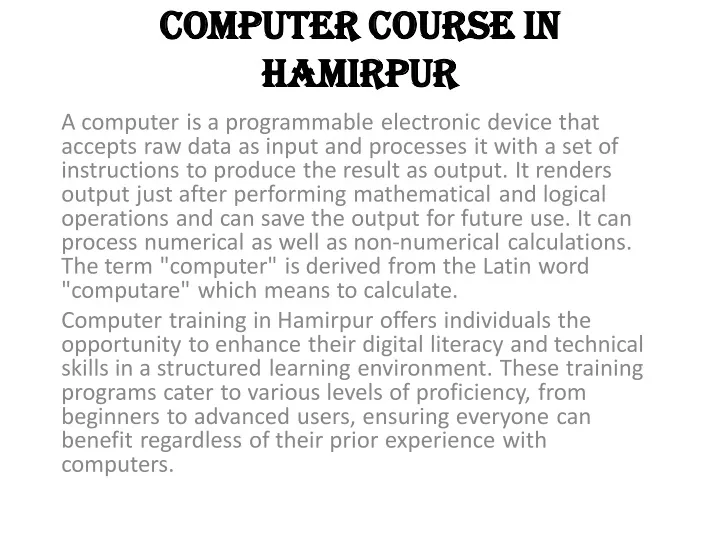 computer course in computer course in hamirpur