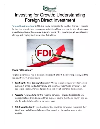 Investing for Growth Understanding Foreign Direct Investment