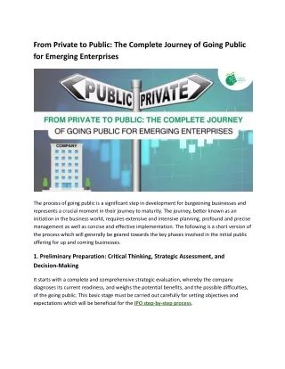 The Complete Journey of Going Public for Emerging Enterprises