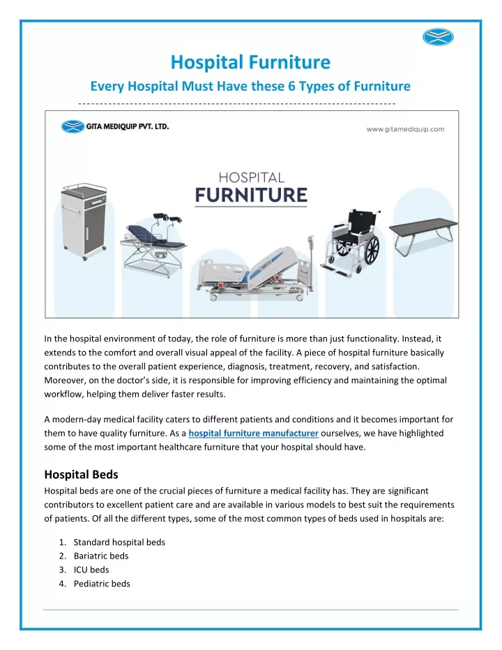 hospital furniture every hospital must have these