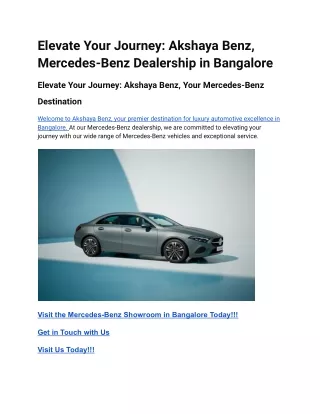 Elevate Your Journey_ Akshaya Benz, Mercedes-Benz Dealership in Bangalore