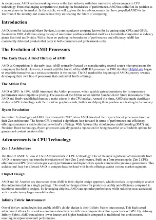 The Rise of AMD: A Look at their Advancements in CPU Technology