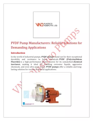 PVDF Pump Manufacturers Reliable Solutions for Demanding Applications