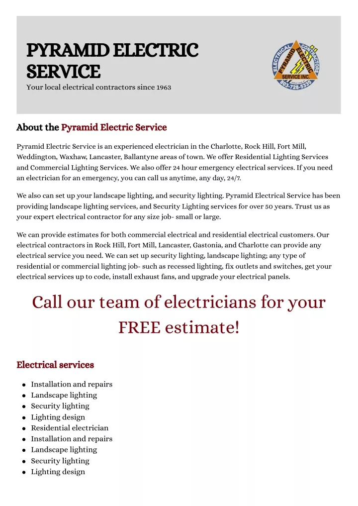 pyramid electric service your local electrical