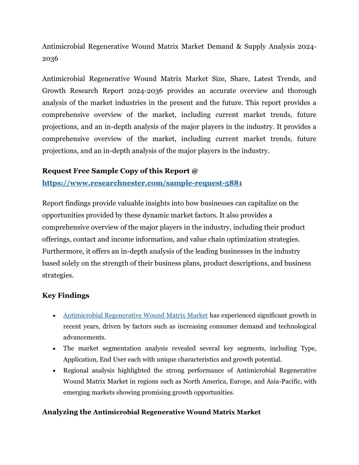 antimicrobial regenerative wound matrix market