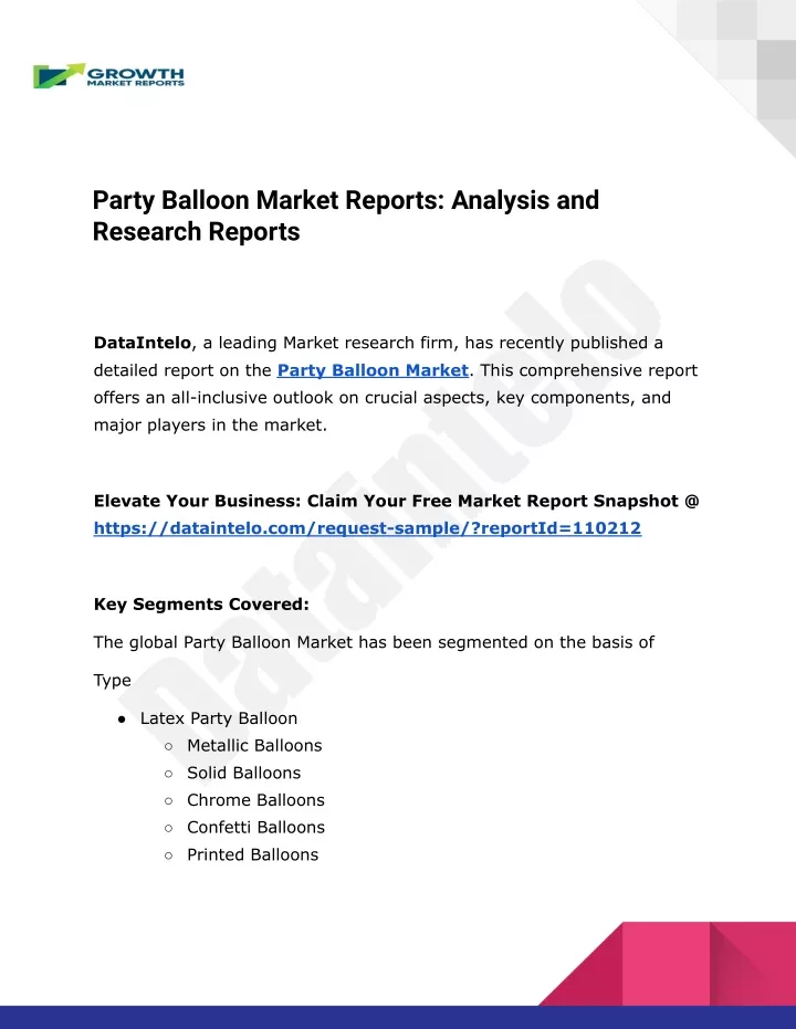 party balloon market reports analysis