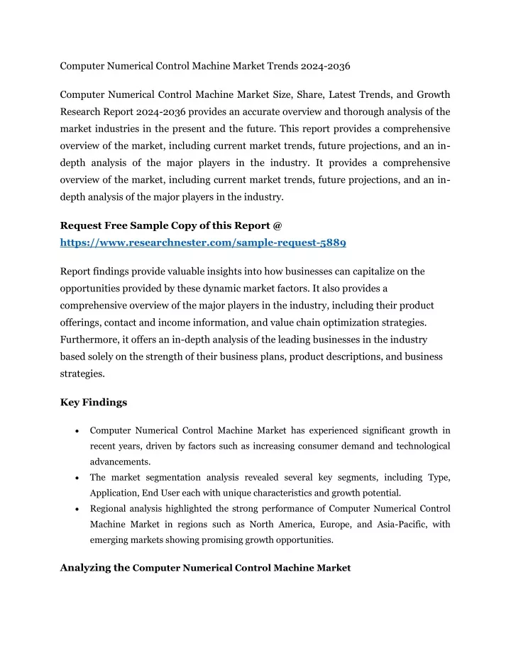 computer numerical control machine market trends